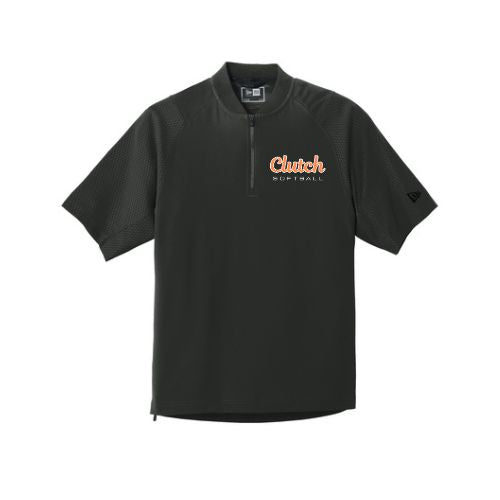 Clutch Softball Cage Short Sleeve 1/4 Zip - Black (Click for More Logo Options)