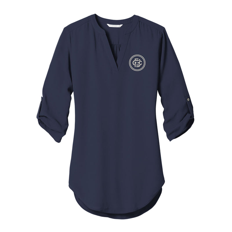 FCB Port Authority 3/4 Sleeve Tunic Blouse - Navy