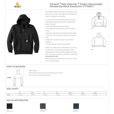 JKL/SPS Carhartt Rain Defender Paxton Heavyweight Hooded Zip Mock Sweatshirt - CT100617