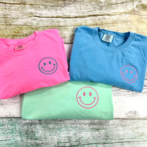 Smiley Comfort Colors Tee - Embroidered