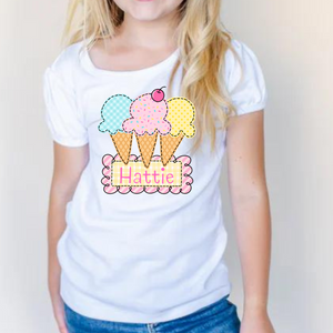 Ice Cream Personalized Girl's Shirt