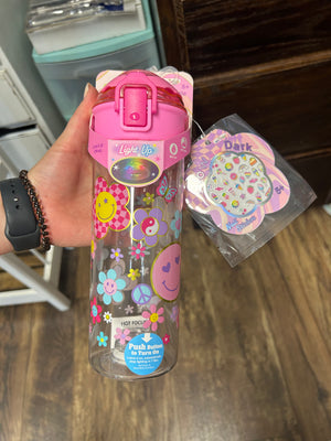 Light-Up Water Bottle with Glow-in-the-Dark Nail Stickers - Hot Focus
