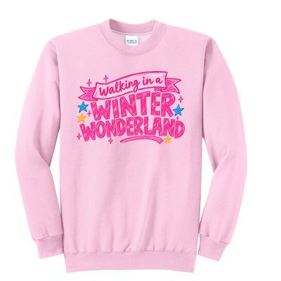 Walking in a Winter Wonderland Map Crewneck Sweatshirt – Light Pink