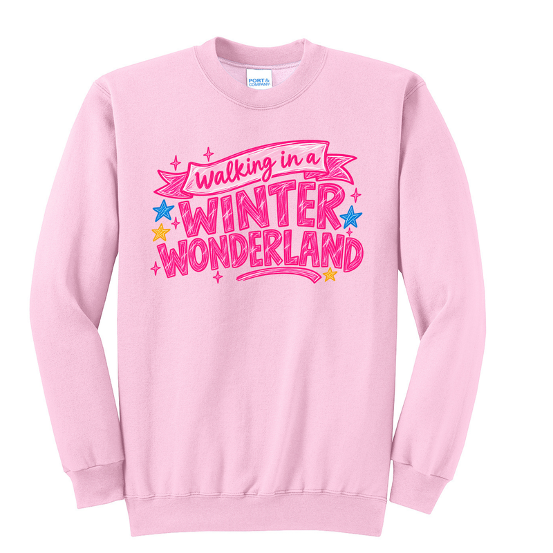 Walking in a Winter Wonderland Map Crewneck Sweatshirt – Light Pink