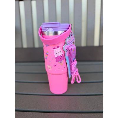 Stainless Steel Tumbler w/ Shoulder  Strap, Sweets- Hot Focus