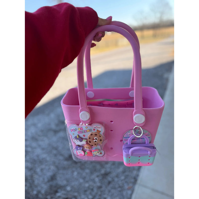 Beach Tote Bag with Charms,  Critters - Hot Focus