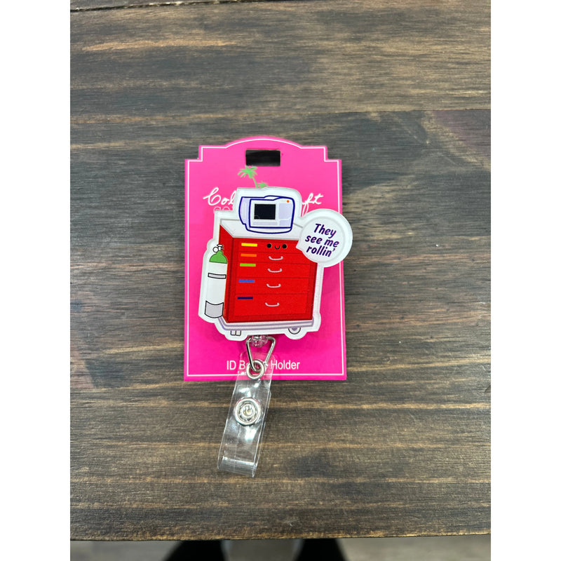 They See Me Rollin Crash Cart ID Badge Reel