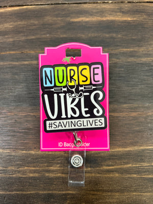 Nurse Vibes ID Badge Reel