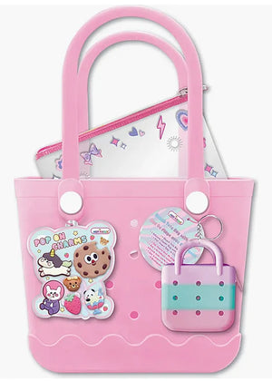 Mini Tote Bag with Charms, Critters - Hot Focus