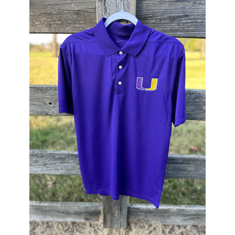 Purple Mens Nike Polo with Embroidered U