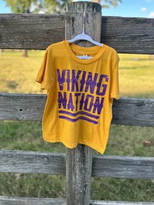 Yellow Tultex with Purple Viking Nation