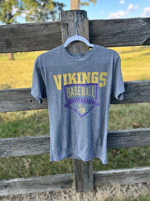 Next Level Heather Gray Viking Baseball Design
