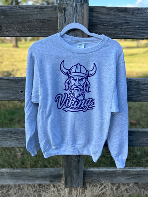 Gildan Ash Sweatshirt with Purple Viking Print