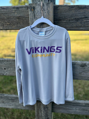 Silver Long Sleeve Drifit with Vikings Slant Design