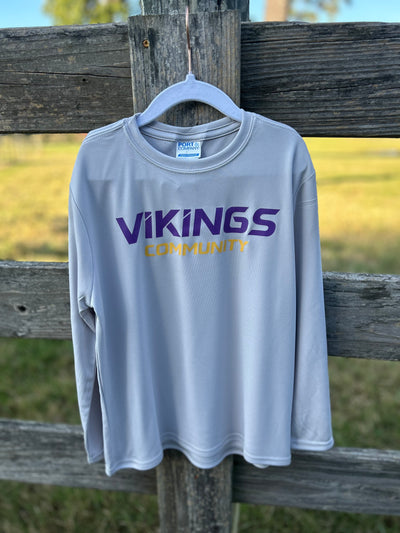 Silver Long Sleeve Drifit with Vikings Slant Design