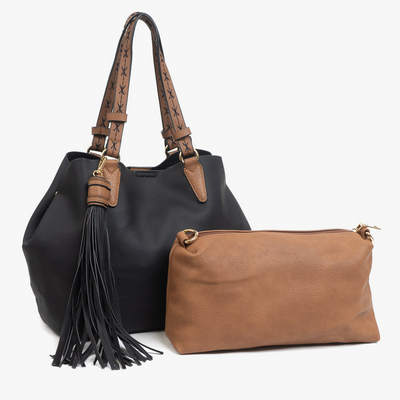 Black Aliza Satchel - Monogrammable