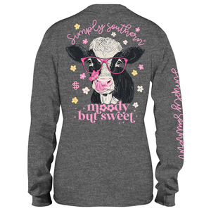 Moody But Sweet Cow - Long Sleeve - Simply Southern Tee