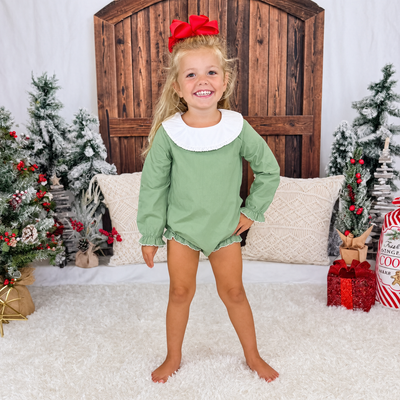Sage Green Ruffle Collar Bubble - Personalized