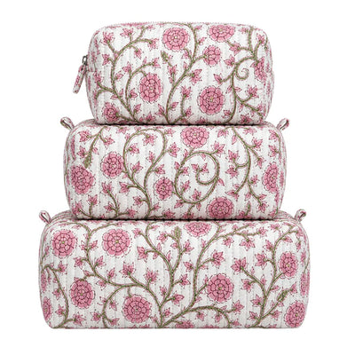 Pink and Green Floral Quilted 3 in 1 Set