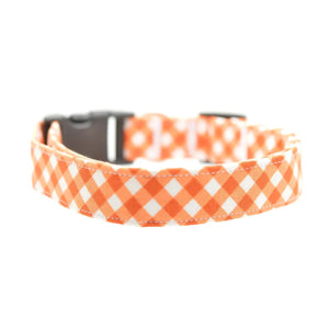 Orange Gingham Dog Collar - Monogrammed