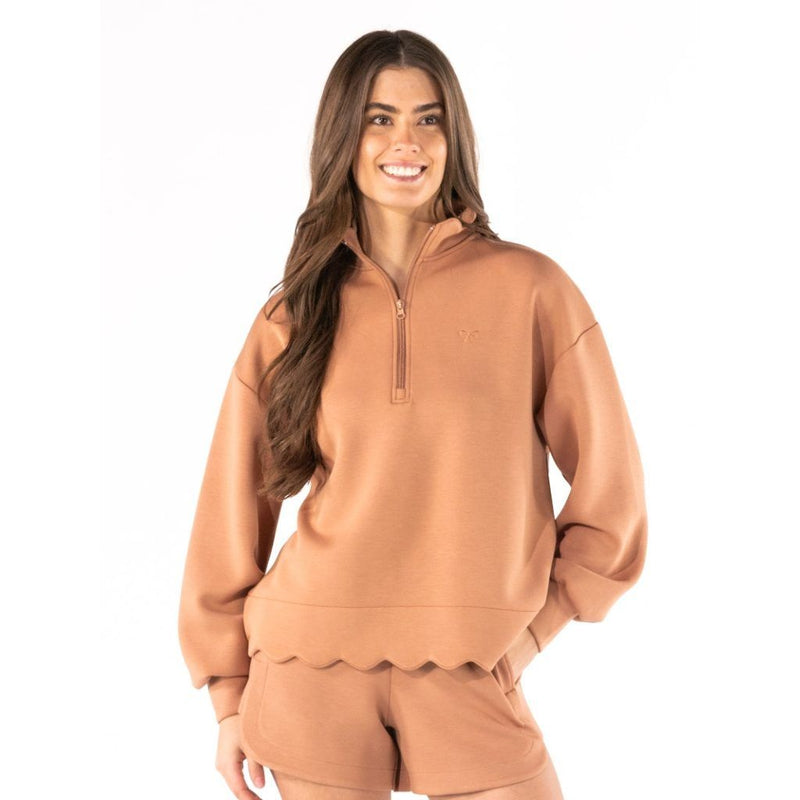 Simply Southern Scalloped Pullover Top - Mocha