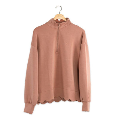 Simply Southern Scalloped Pullover Top - Mocha