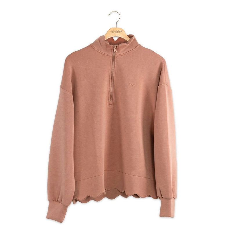 Simply Southern Scalloped Pullover Top - Mocha