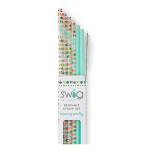 HoHoHo + Mint Reusable Tall Straw Set- Swig