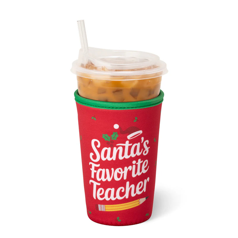 Santa's Favorite Teacher Iced Cup Coolie- Swig Life Medium