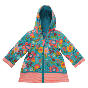 Turquoise Floral Raincoat - Kids - Stephen Joseph