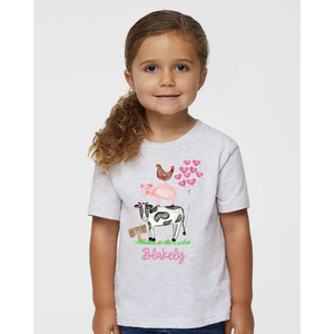 Girl Stacked Animals Be Mine? Printed Tee