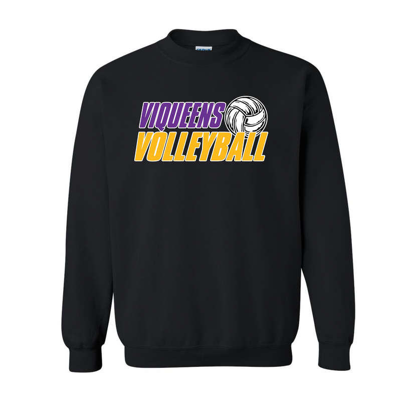 Viqueens Volleyball Black Spirit Crewneck Sweatshirt