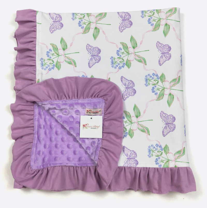 Violet Butterfly Minky Blanket - Clover Cottage