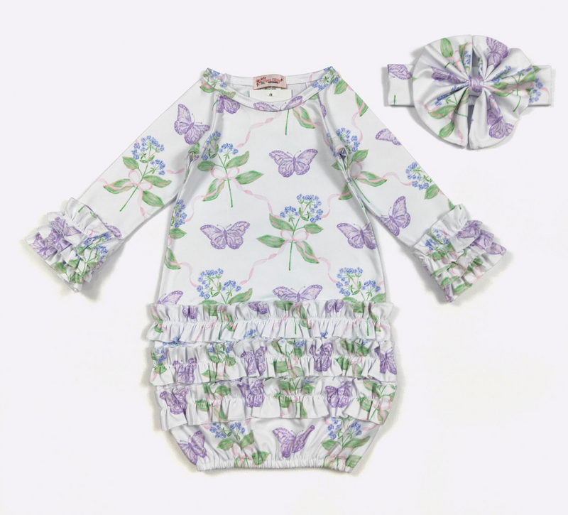 Violet Butterfly Gown & Bow Set – Clover Cottage