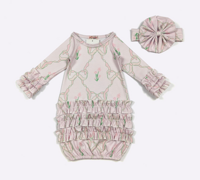 Tulip Trellis Gown & Bow Set – Clover Cottage