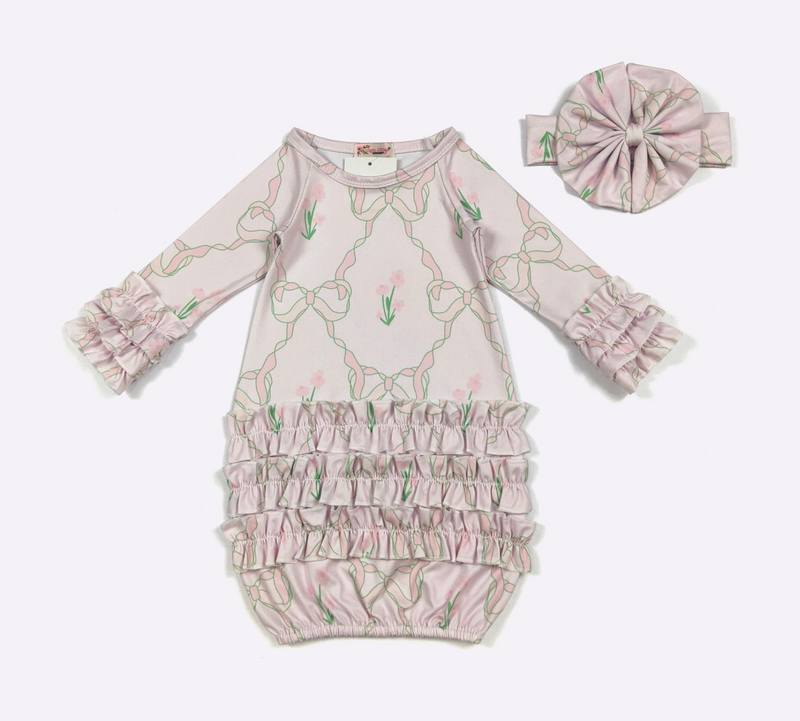 Tulip Trellis Gown & Bow Set – Clover Cottage