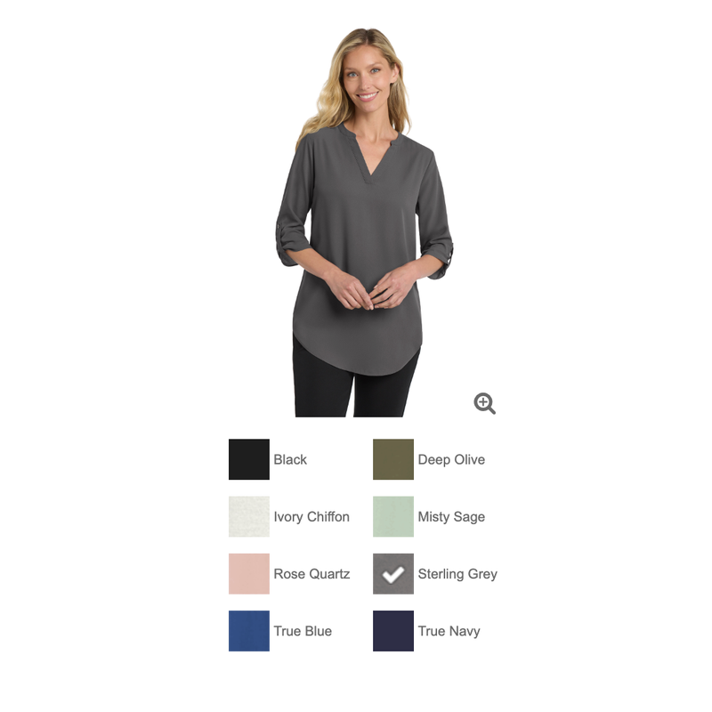 MTPS Port Authority 3/4 Sleeve Tunic Blouse - Embroidered