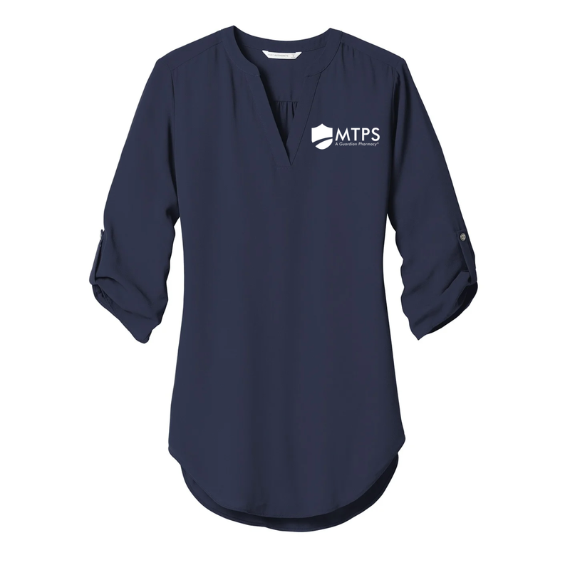 MTPS Port Authority 3/4 Sleeve Tunic Blouse - Embroidered