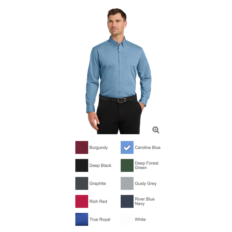 MTPS W100 MEN'S Port Authority® Long Sleeve Carefree Poplin Shirt- Embroidered