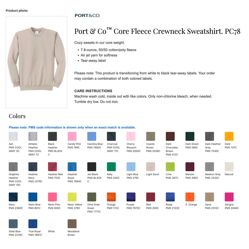 MTPS Port & Co™ Core Fleece Crewneck Sweatshirt - Embroidered