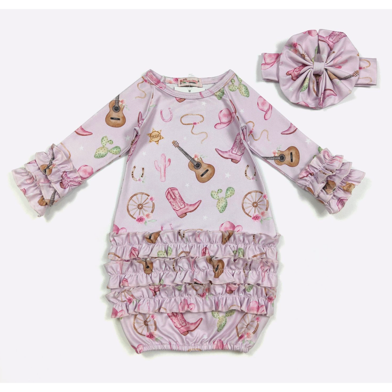 Pink Cowgirl Gown & Bow Set – Clover Cottage