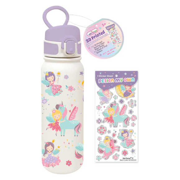 Fairy Stainless Steel Water Bottle with Vinyl Sticker Sheet - Kids