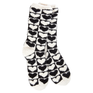 Checkered Heart Black Fireside - World's Softest Socks for Women
