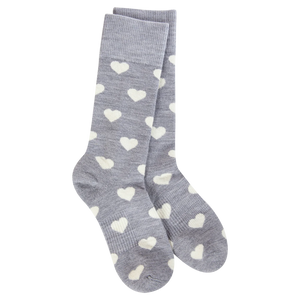 Heather Grey Heart Woods Crew - World's Softest Socks for Women