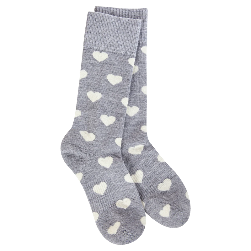 Heather Grey Heart Woods Crew - World's Softest Socks for Women