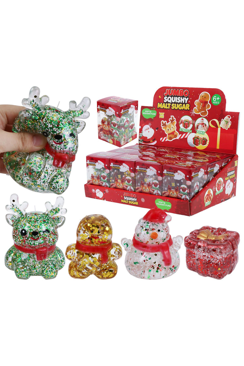 Christmas Characters Glittery Maltose Filled TPR Squishy - Cap Zone