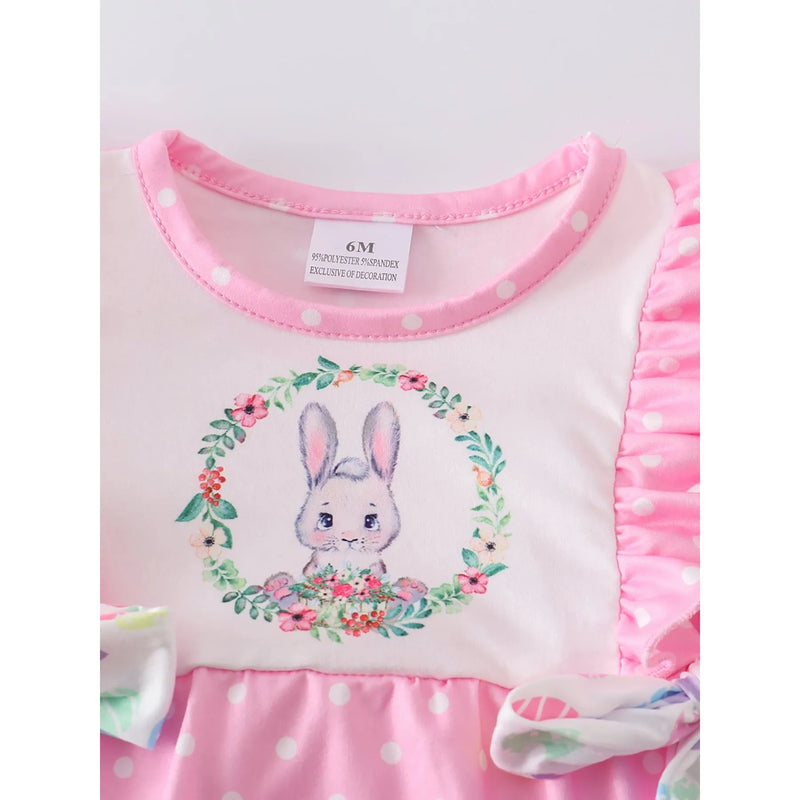 Pink Rabbit Ruffle Girl Dress