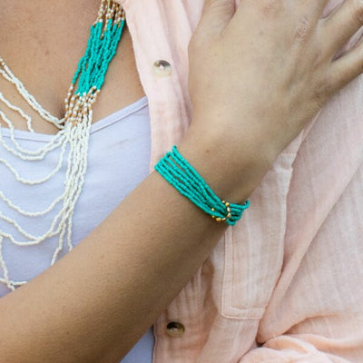 Sachi Island Waterfalls Bracelet – Turquoise Solid Stretch