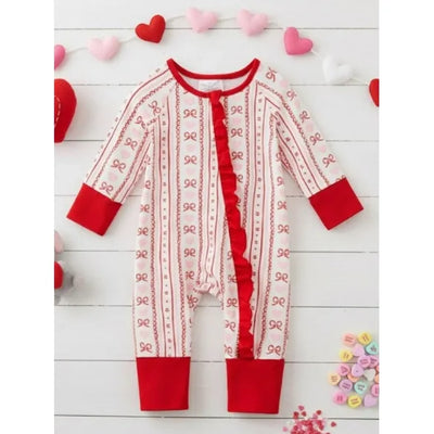Valentine Coquette Stripes Infant Sleeper