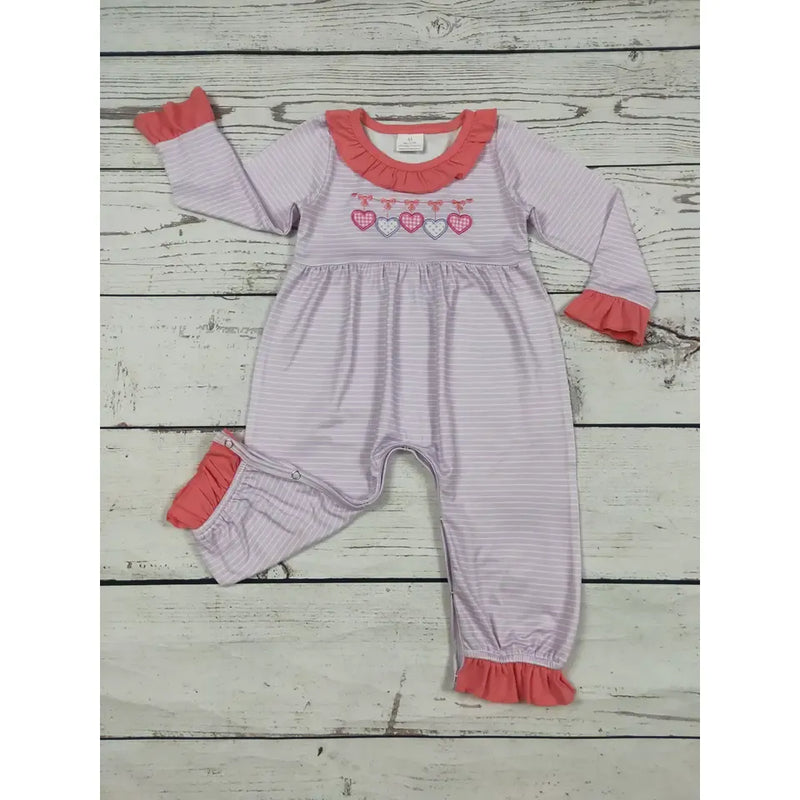 Baby Girl Heart Appliqué Valentine's Day Romper